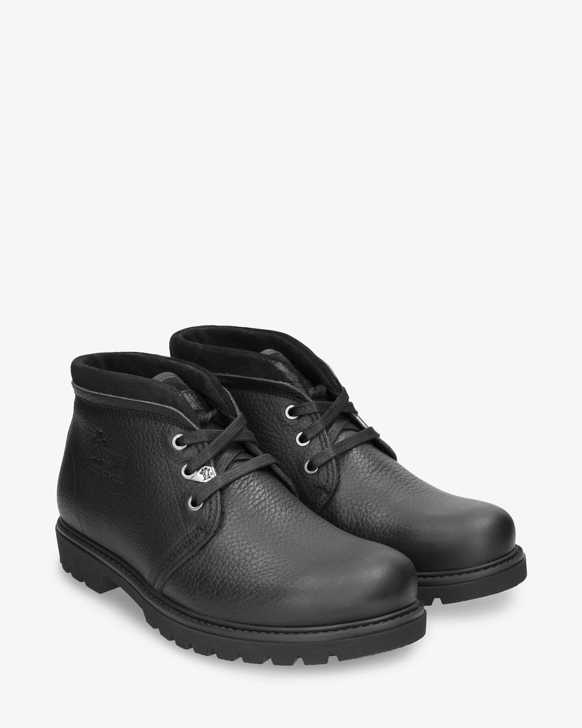 Bota Panama Tor botín de piel con forro interior de pelo. negro