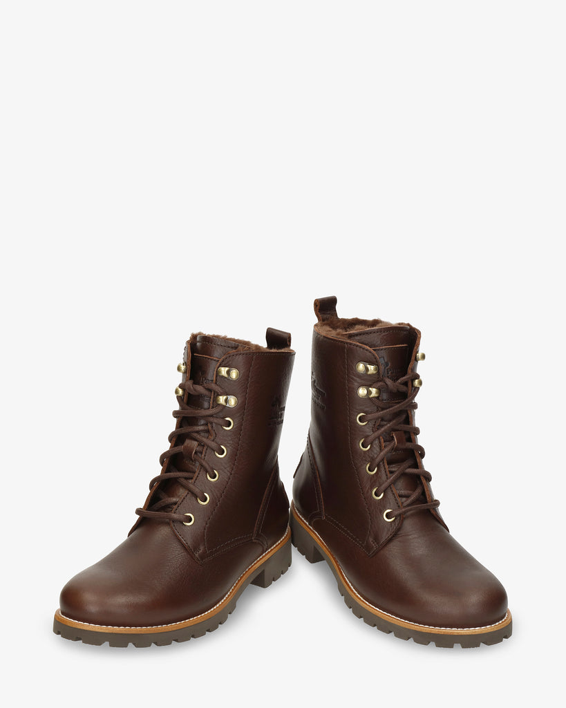 Fara Trav botas de piel con forro interior de pelo. marron