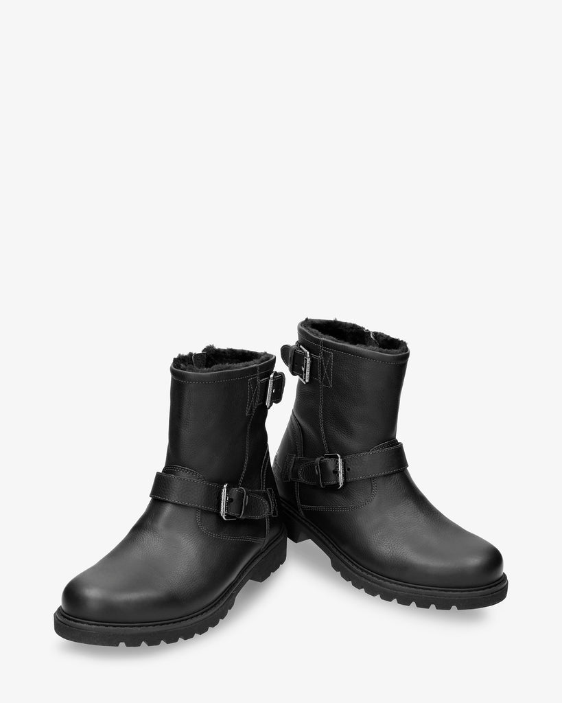 Faust botas de piel con forro interior de pelo. negro