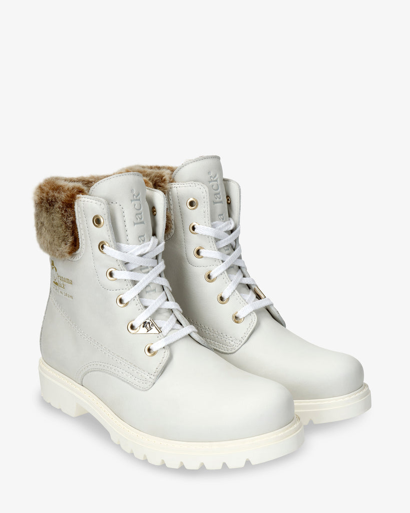 Felicia botas de piel con forro interior de piel. blanco