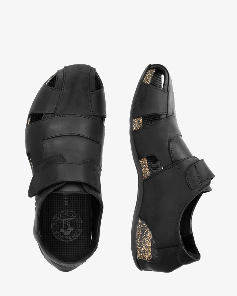 Fletcher Basics sandalias de piel con forro interior de piel. negro