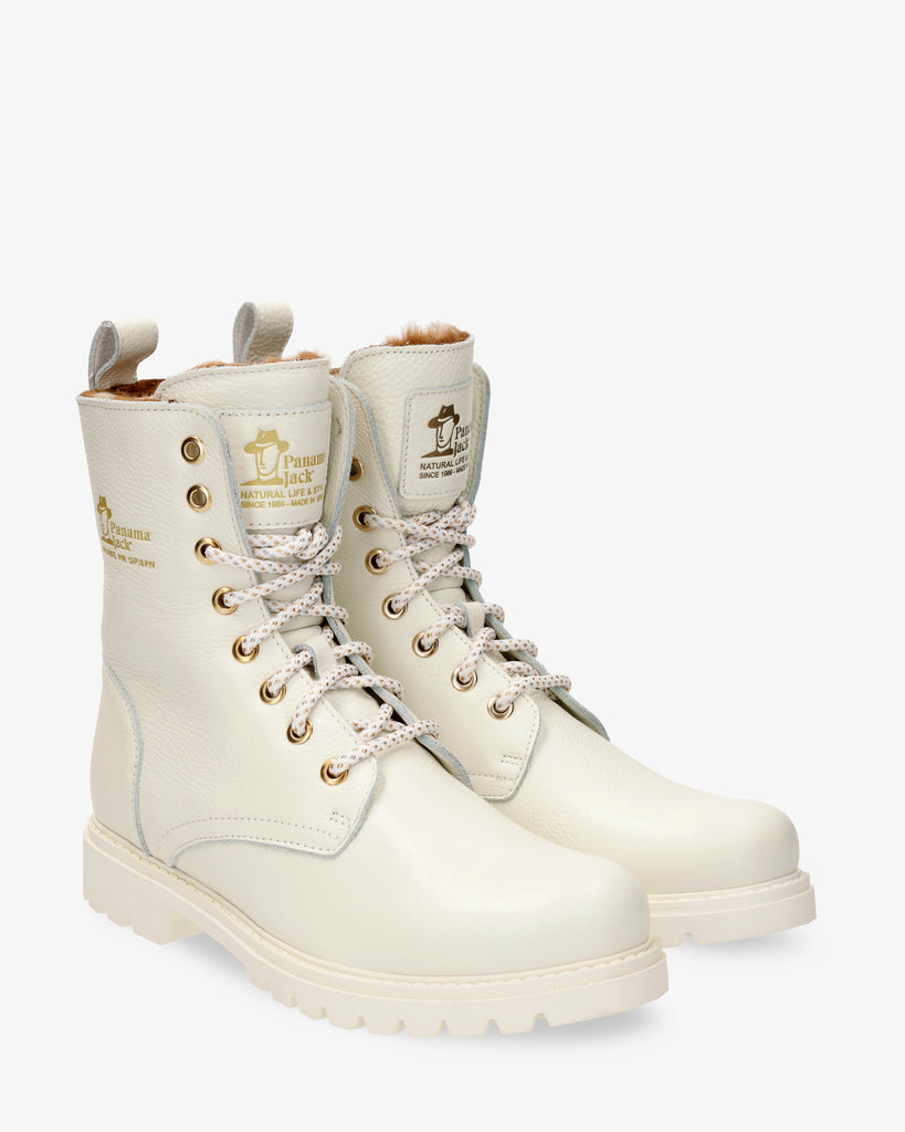 Frisia botas de piel con forro interior de pelo. blanco