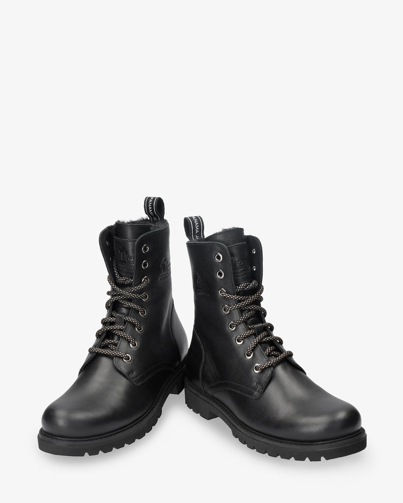 Frisia Igloo botas de piel con forro interior de pelo natural. negro