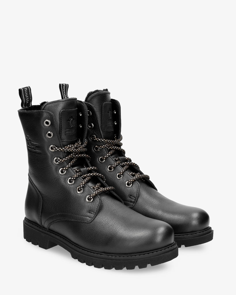 Frisia Igloo botas de piel con forro interior de pelo natural. negro