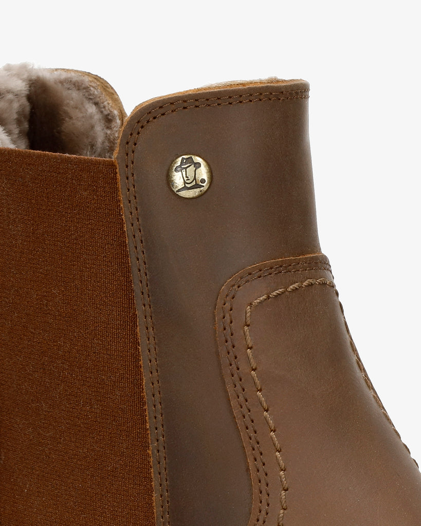 Garnock Igloo botines de piel con forro interior de pelo natural. cuero