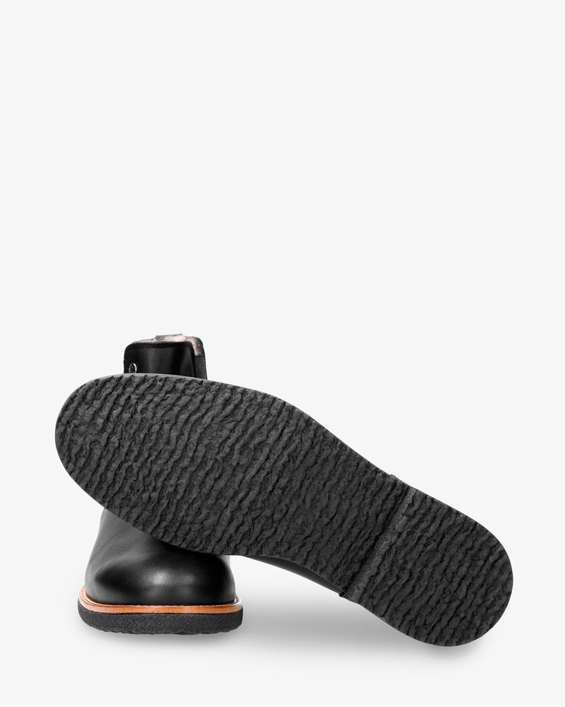 Garnock Igloo botines de piel con forro interior de pelo natural. negro