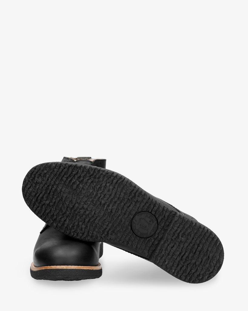 Glasgow Igloo botín de piel con forro interior de pelo natural. negro