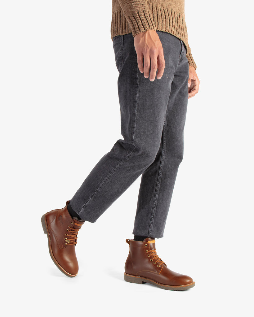 Glasgow Igloo botines de piel con forro interior de pelo natural. cuero