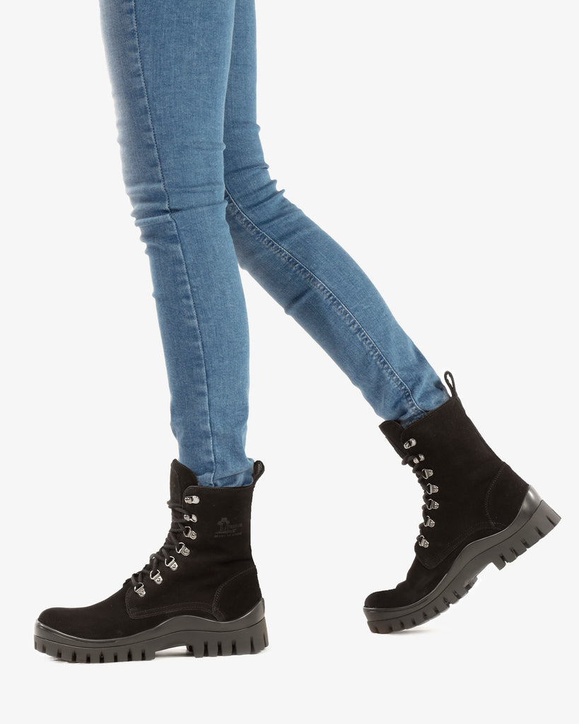 Hongkong botas de piel con forro interior de piel. negro