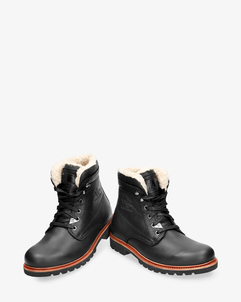 P03 Aviator botas de piel con forro interior de algodón. negro