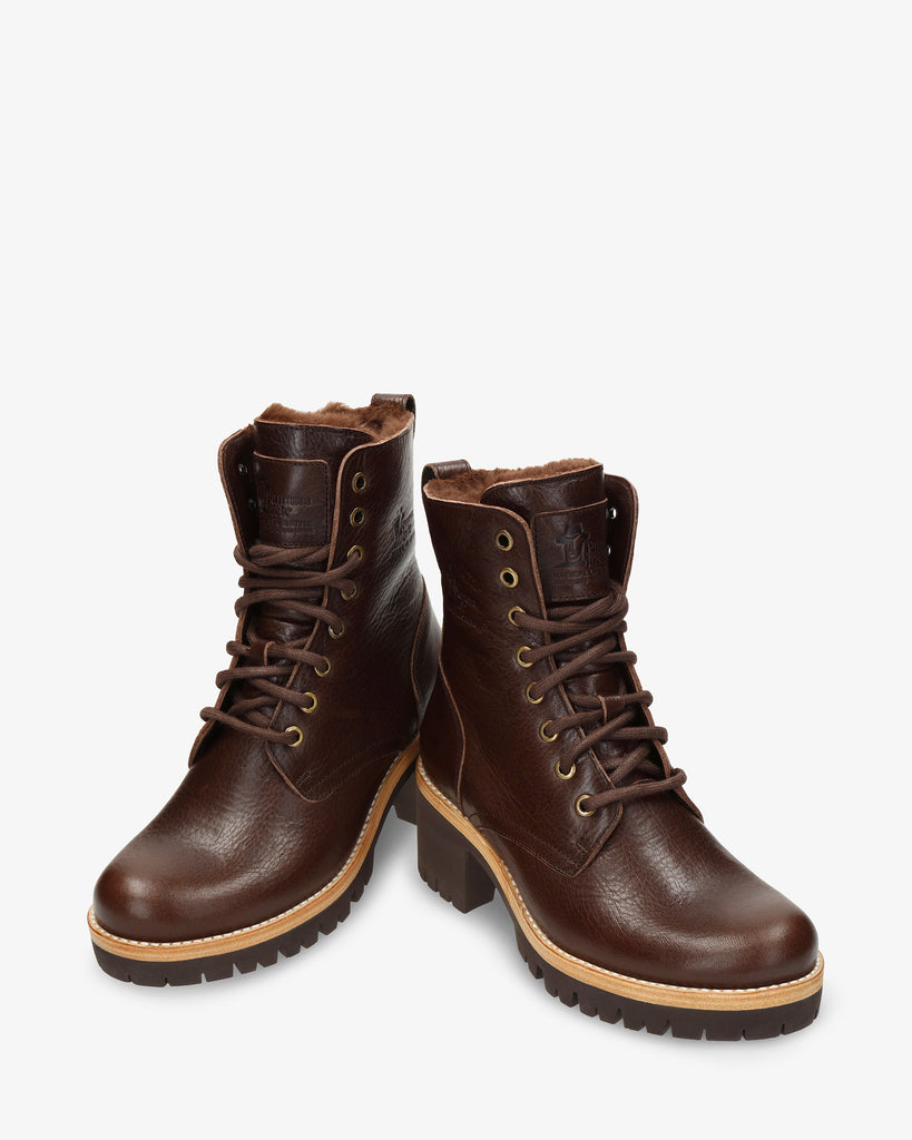 Padma botas de piel con forro interior de pelo. marron