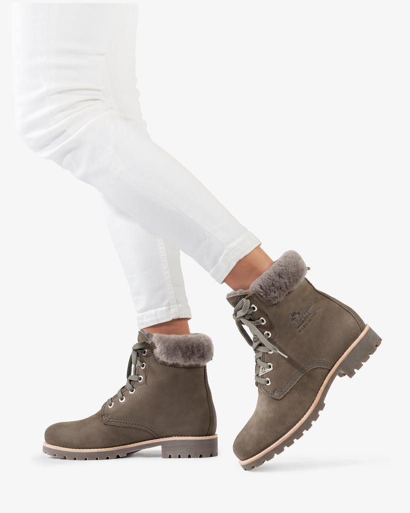 Panama 03 Igloo botas de piel con forro interior de pelo natural. gris