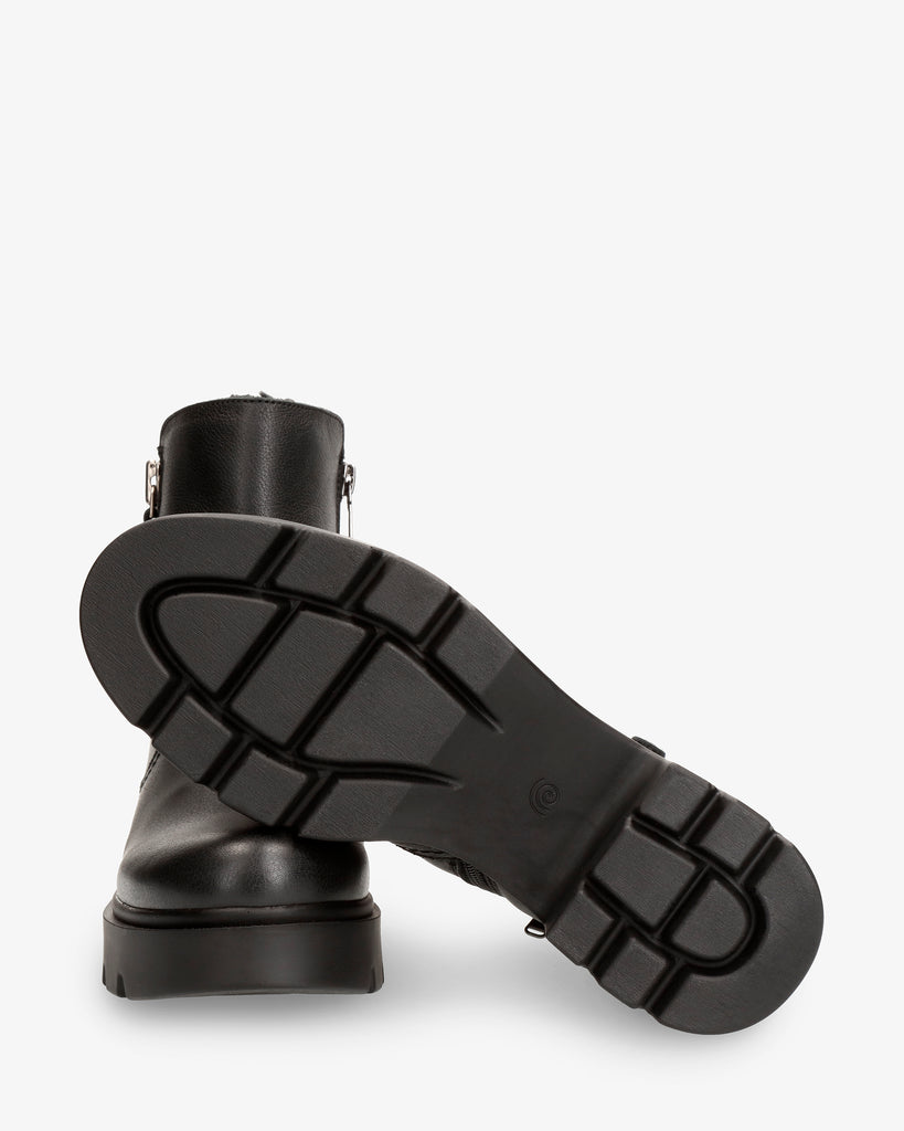 Phuket botas de piel con forro interior de pelo. negro