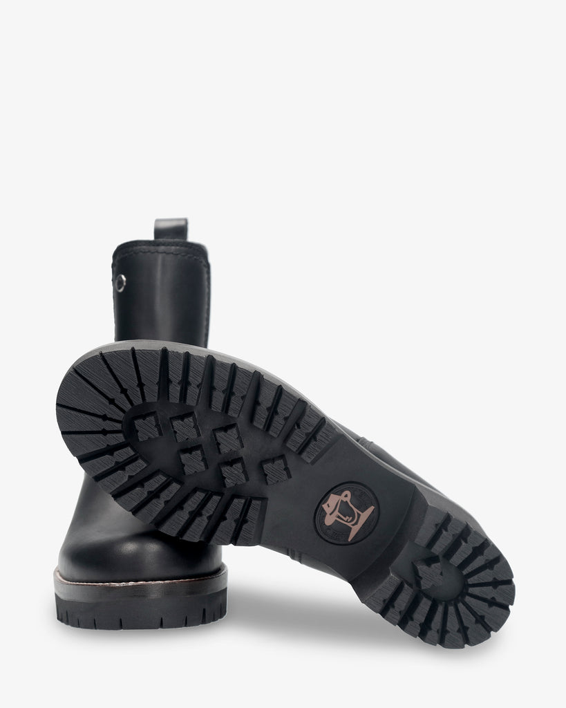 Pia Igloo Trav botines de piel con forro interior de pelo natural. negro