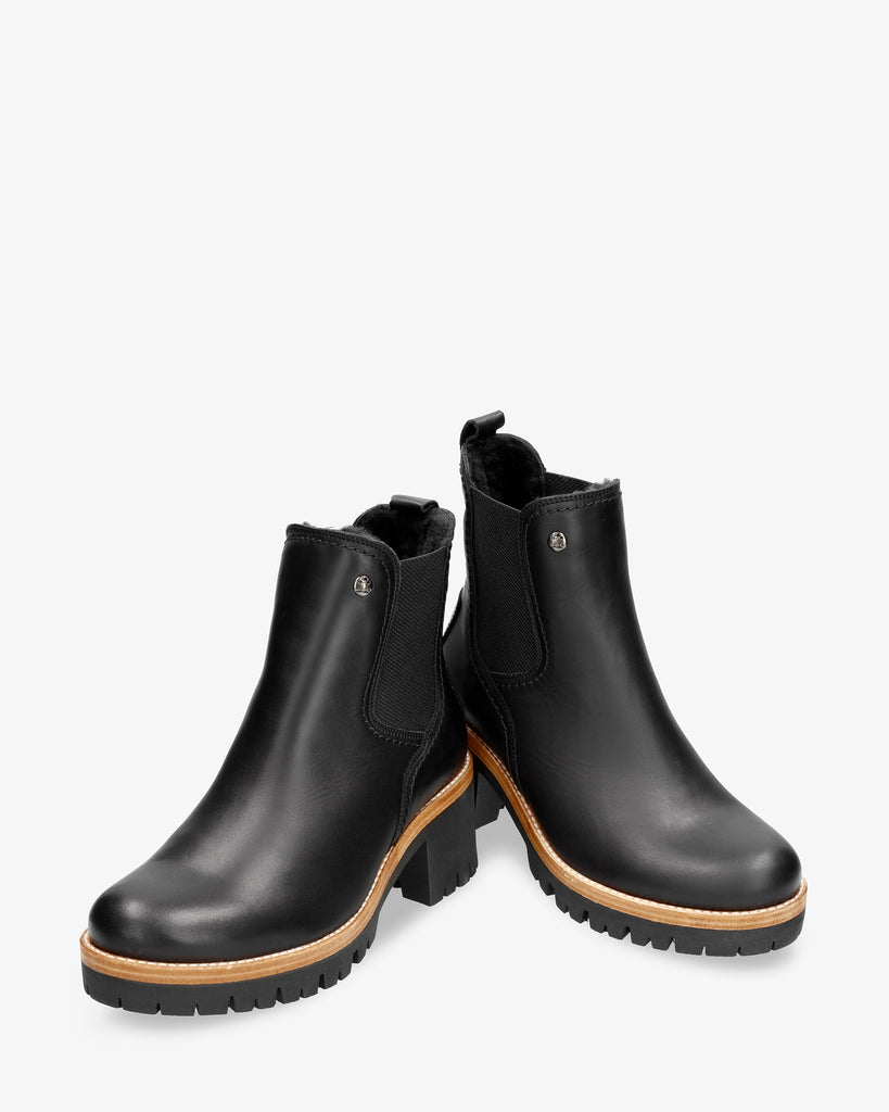 Pia Igloo Trav botines de piel con forro interior de pelo natural. negro