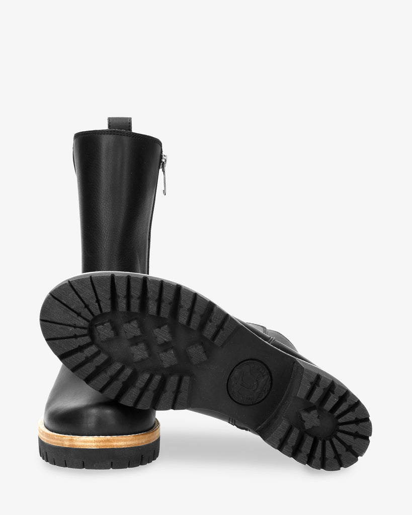 Polet botas de piel con forro interior de piel. negro