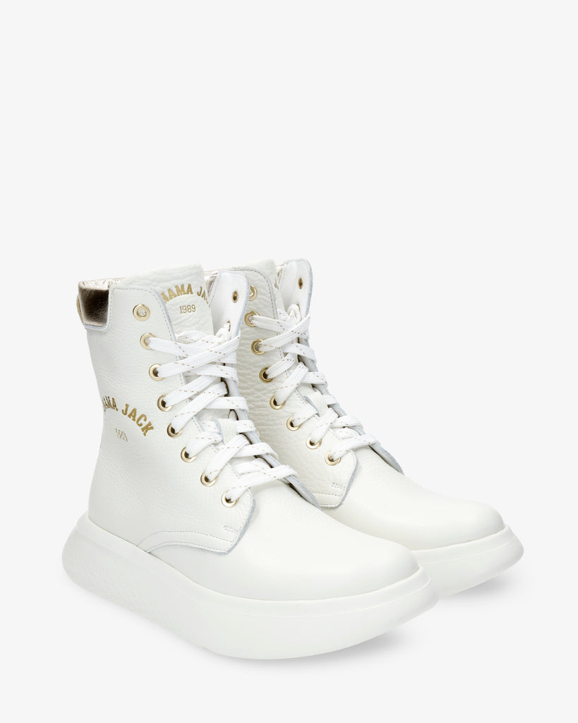 Yuca botas de piel con forro interior de piel. blanco